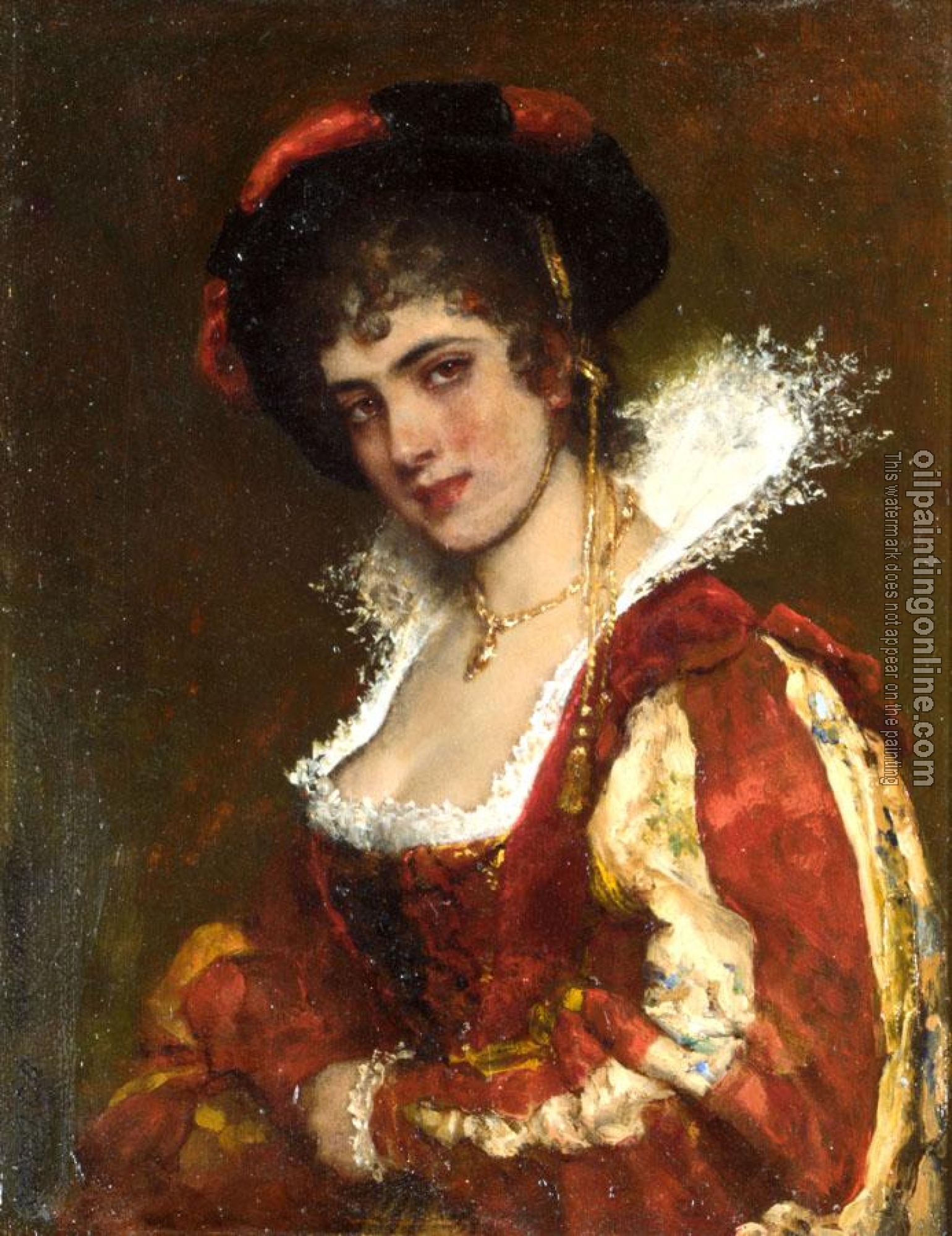 Eugene de Blaas - Portrait of a Venetian Lady
